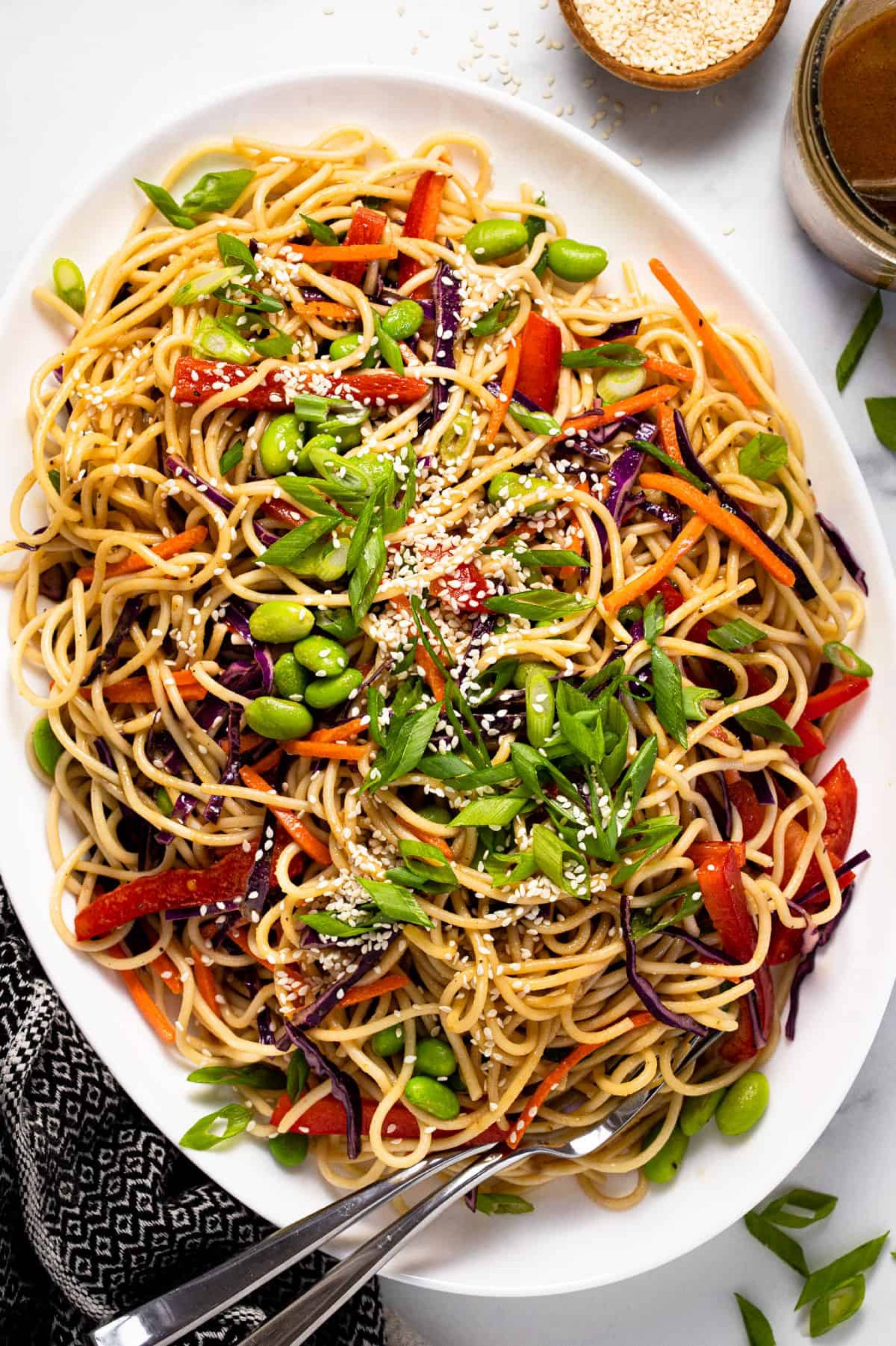 Asian Sesame Noodle Bowl (Vegan - Tofu)